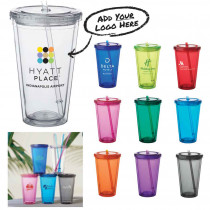 16 oz. Double Wall Acrylic Tumblers With Straws (CM)